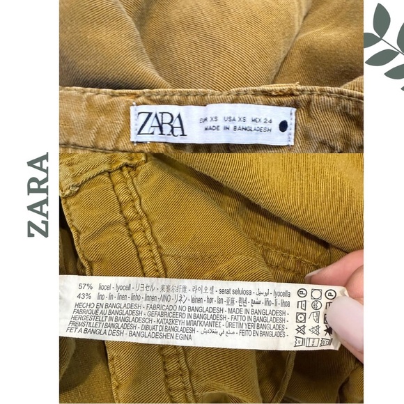 🛍️3/$40 ZARA Mustard Yellow Linen Blend Jogger Pants – Relaxed Fit Size XS - Picture 4 of 4